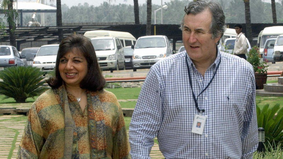 Ms Mazumdar-Shaw and her husband John Shaw