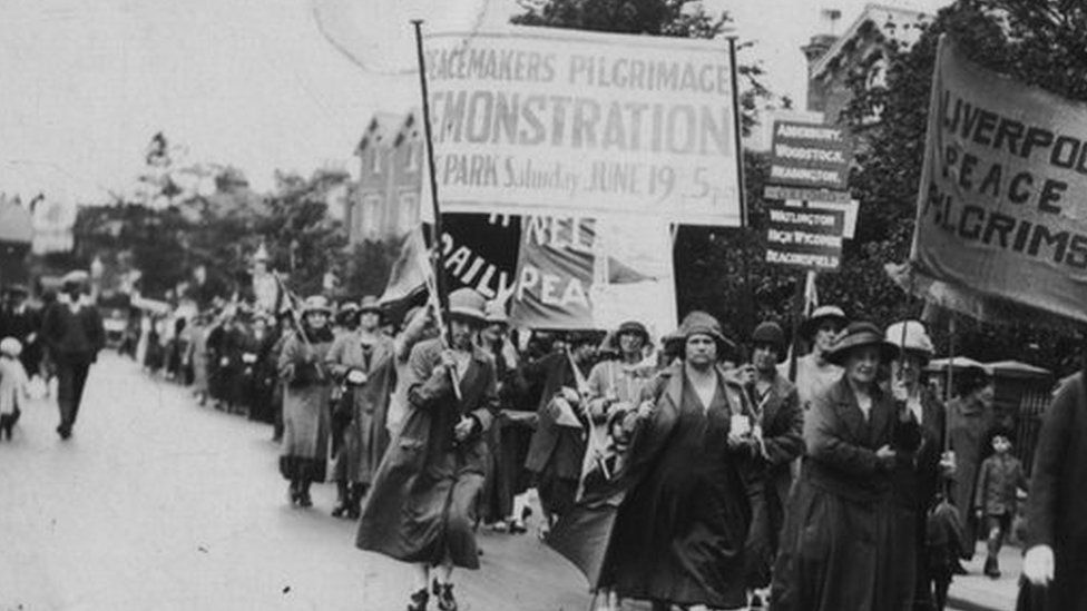Woman marching for peace in 1926