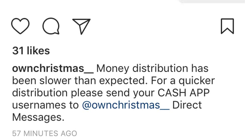 One of the fake accounts asking for Cash App details from its followers