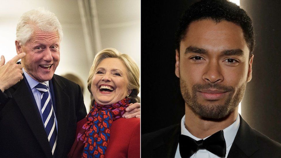 Bill and Hillary Clinton and Regé-Jean Page