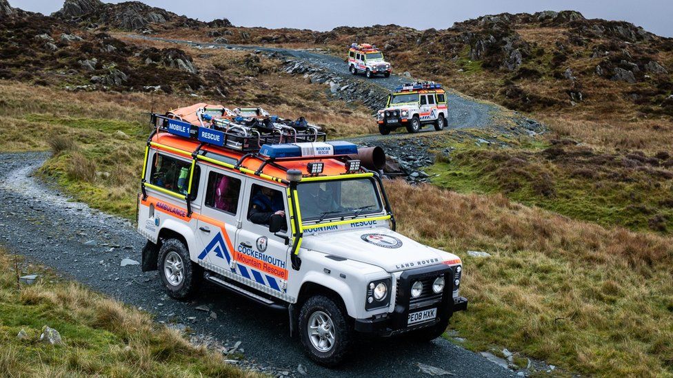 CMRT vehicles driving down the pass above Honister Slate Mine