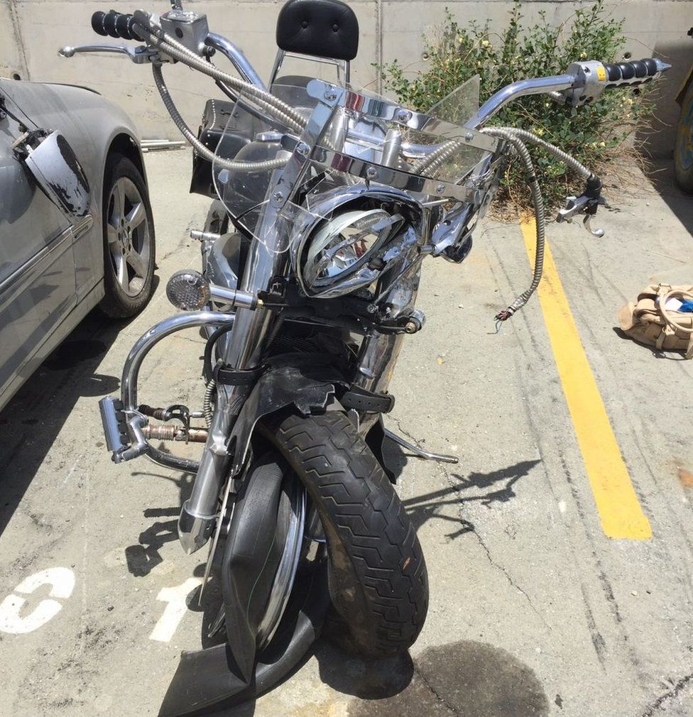 Damaged motorbike