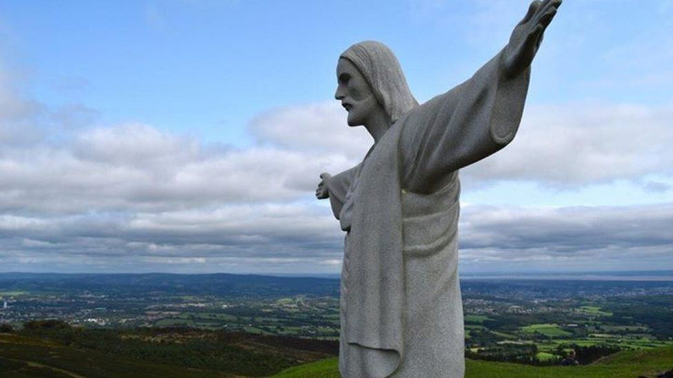 It may look like it belongs in Rio, but this Jesus statue appeared overlooking the Valleys on Monday