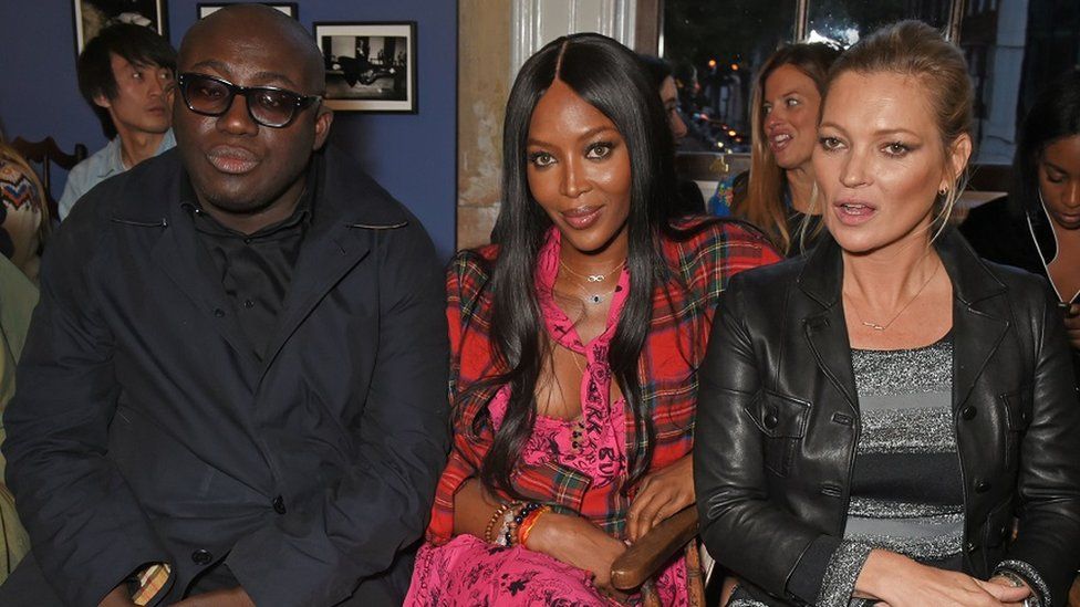Edward Enninful with Naomi Campbell and Kate Moss