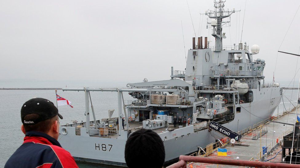British Royal Navy ship, HMS Echo, is docked in the Black Sea port of Odessa, Ukrain