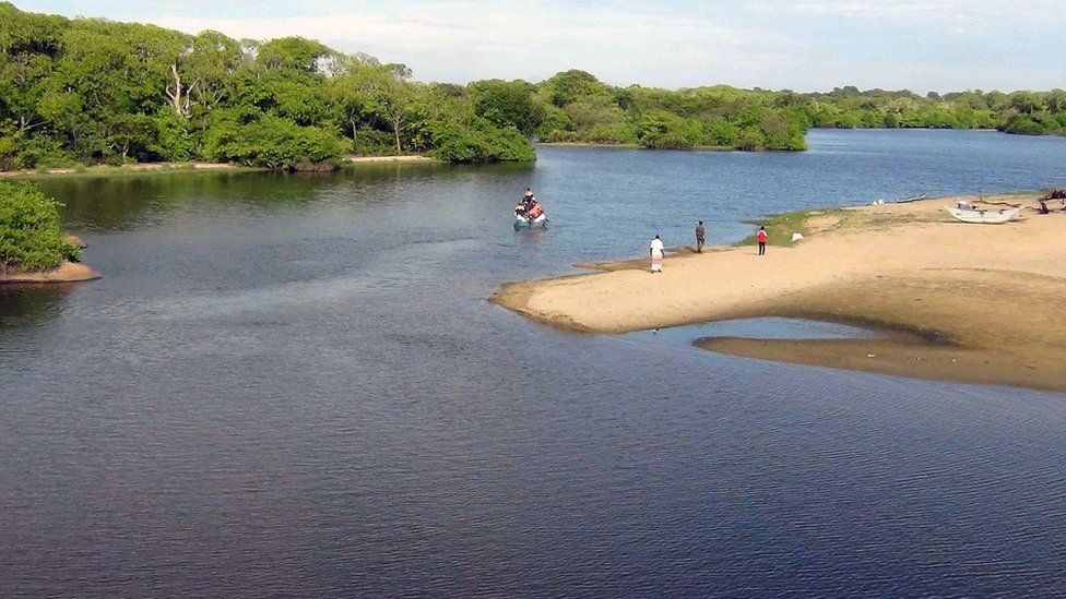 Sri Lankan officials were pictured searching for Mr McCann's body in a lagoon near the village of Panama, Sri Lanka