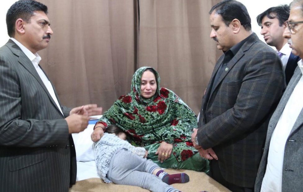 Punjab Chief Minister Usman Buzdar (right) visited the surviving children in hospital