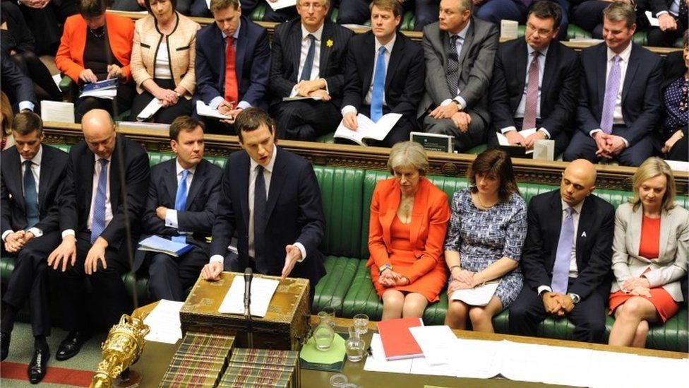 Chancellor George Osborne delivering budget speech March 2016