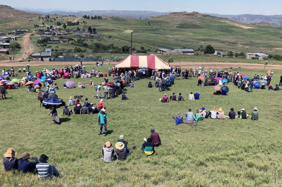 People gather in the hills of Lesotho