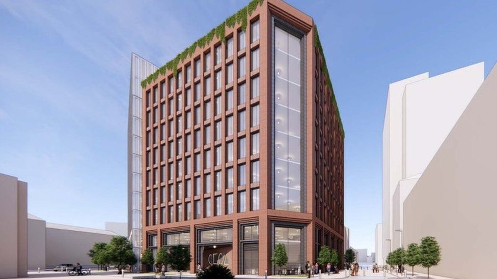 A CGI of the planned 11-storey office building