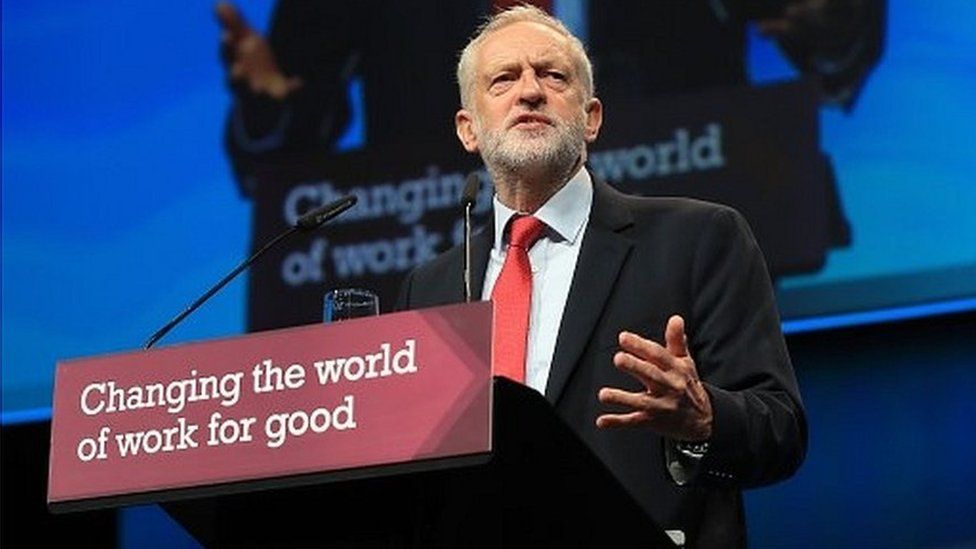 Jeremy Corbyn speaking at the TUC annual congress