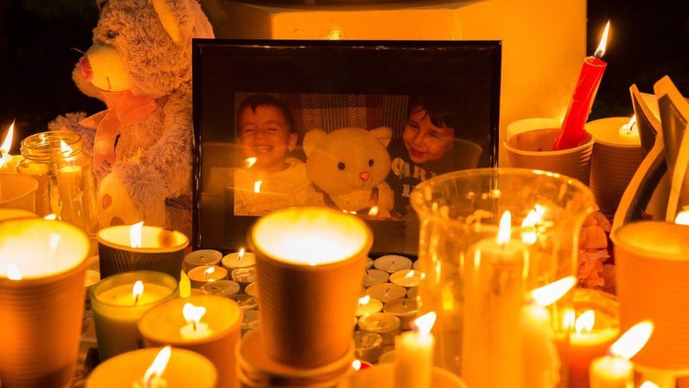 Photo of Aylan Kurdi with candles, the 3 year-old Syrian refugee who drowned off a beach in Turkey, whose death prompted widespread public anger.