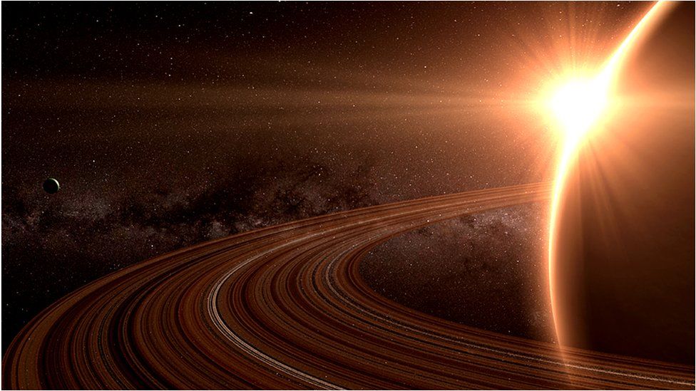 Artist impression of Saturn and its rings