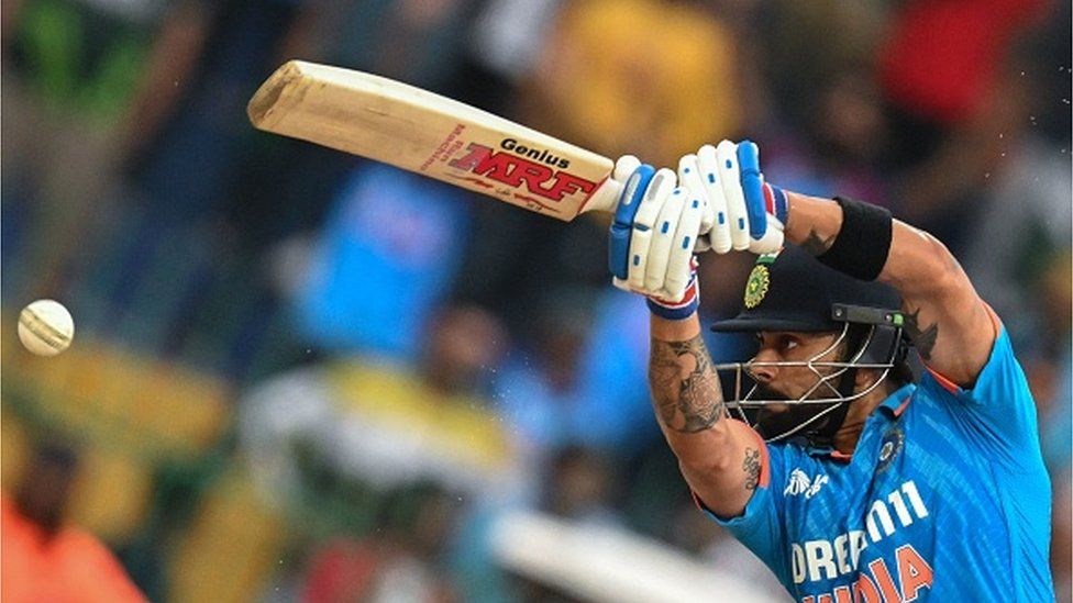 India's Virat Kohli plays a shot during the Asia Cup 2023 super four one-day international (ODI) cricket match between India and Pakistan at the R. Premadasa Stadium in Colombo on September 11, 2023