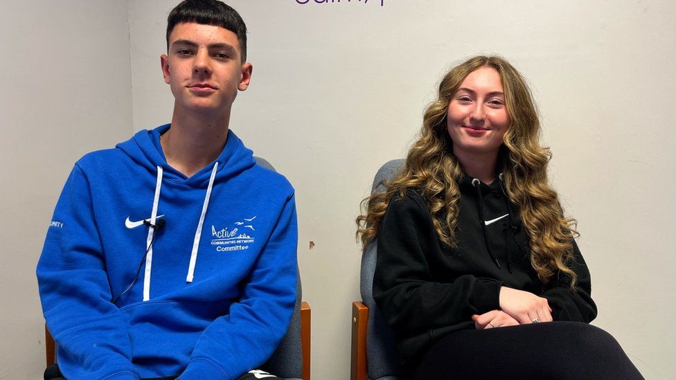 Aiden is 16 and from the Shankill Road and Tia is 16 and from the Falls Road