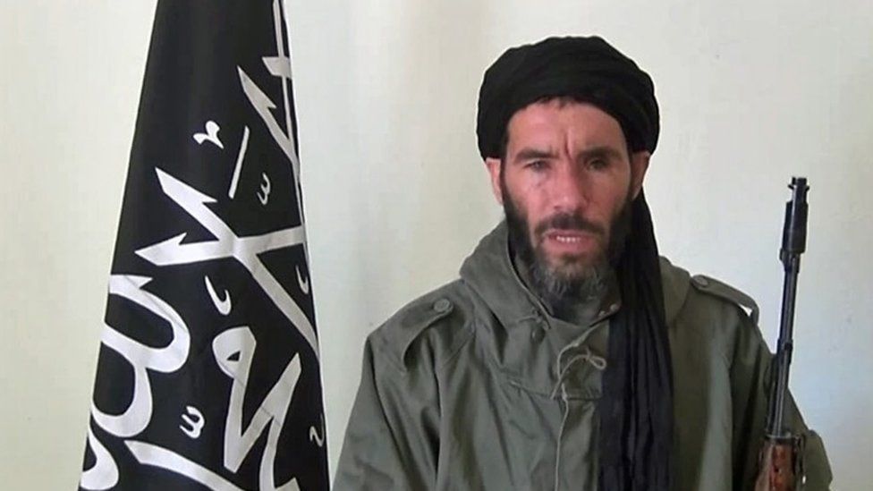 Former Al-Qaeda in the Islamic Maghreb (AQIM) emir Mokhtar Belmokhtar speaking at an undisclosed location