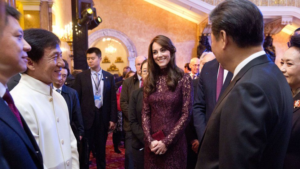 President Xi and the Duchess of Cambridget meeting Jackie Chan