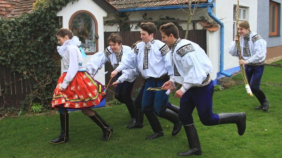 Easter Monday whipping in Vlcnov village, Czech Republic (file pic, 6 Apr 15)