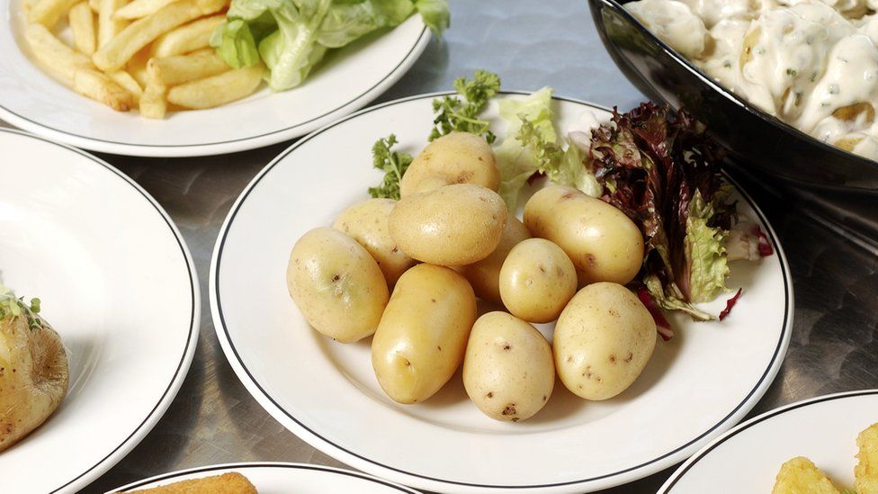 Plate of boiled potatoes