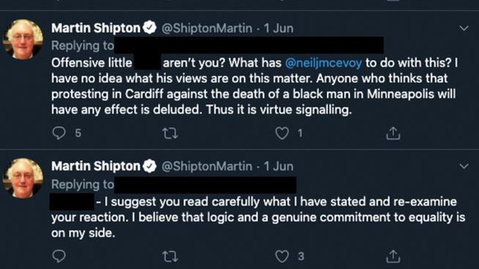 Literature Wales said Mr Shipton's language on Twitter was "aggressive"