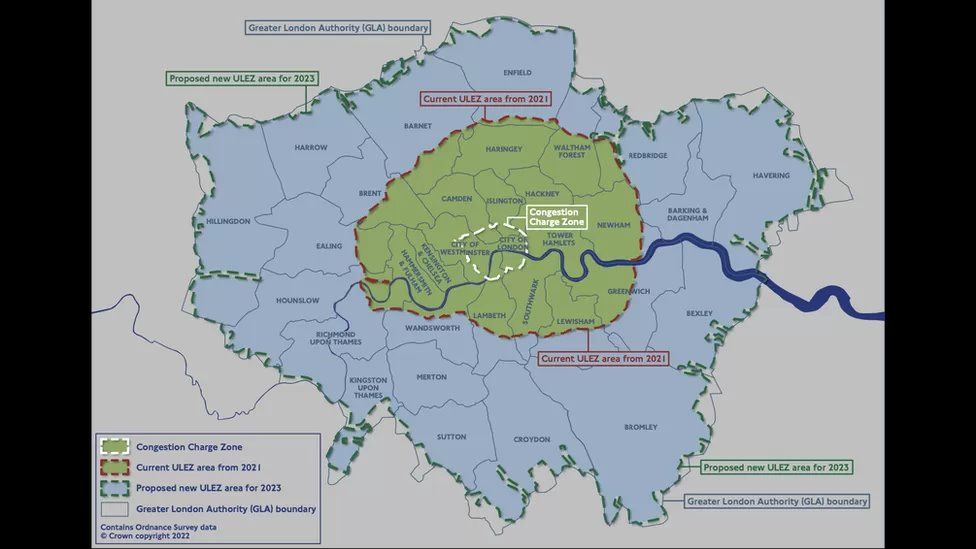 The current and expanded ULEZ zones