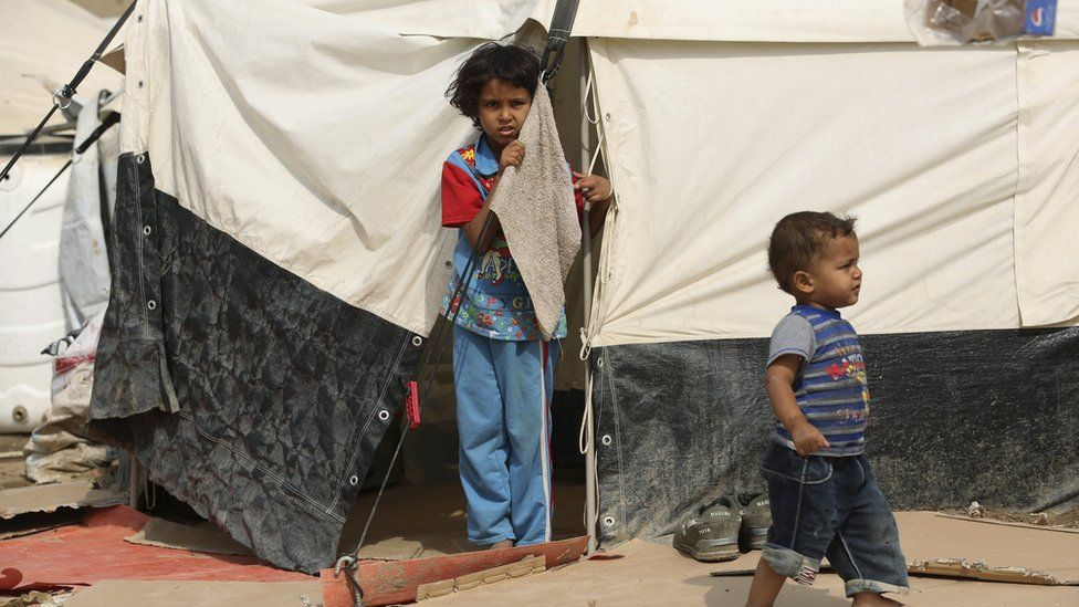 Children in the Ghazaliyah refugee camp near Baghdad