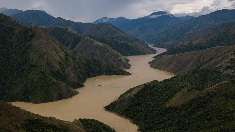 A view of the river Cauca and surrounding mountains