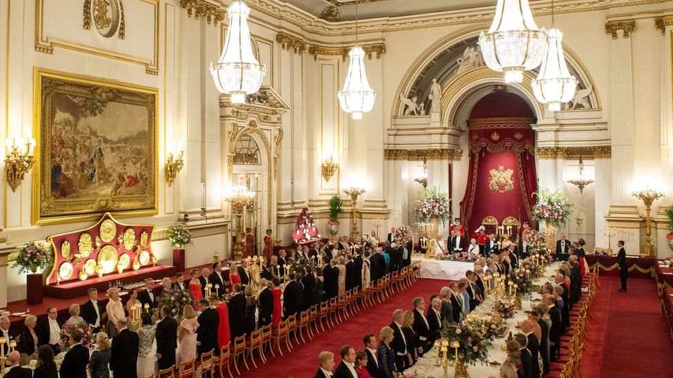The state banquet for Donald Trump at Buckingham Palace ballroom