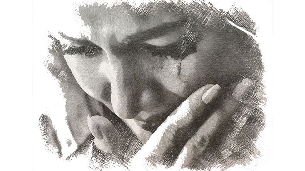 Drawing of victim crying