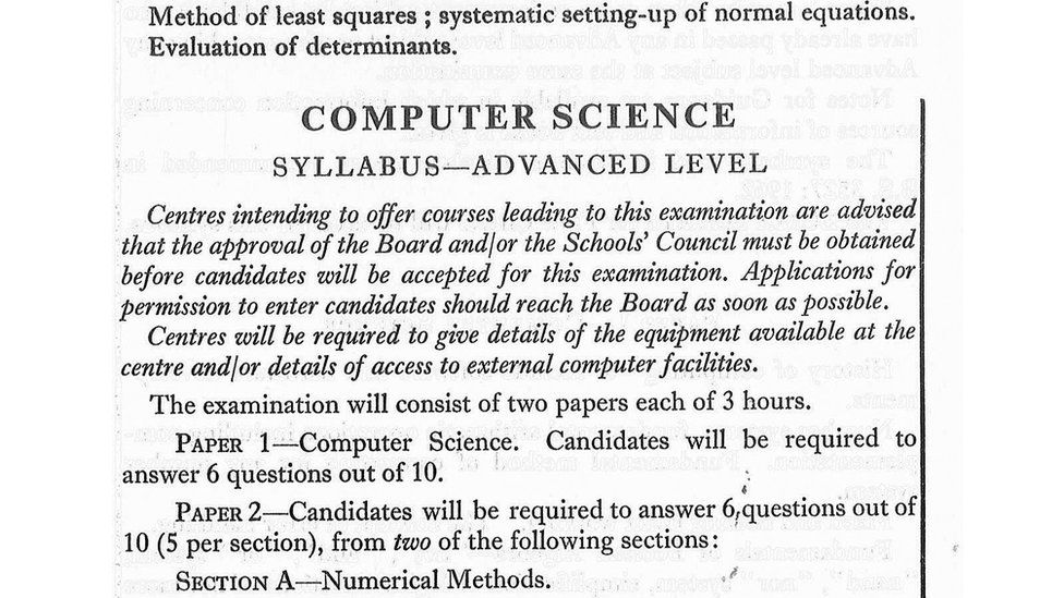 1970 A-level computer science syllabus
