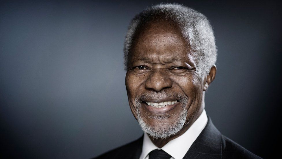 Former United Nations (UN) secretary-general Kofi Annan poses during a photo session in Paris on December 11, 2017