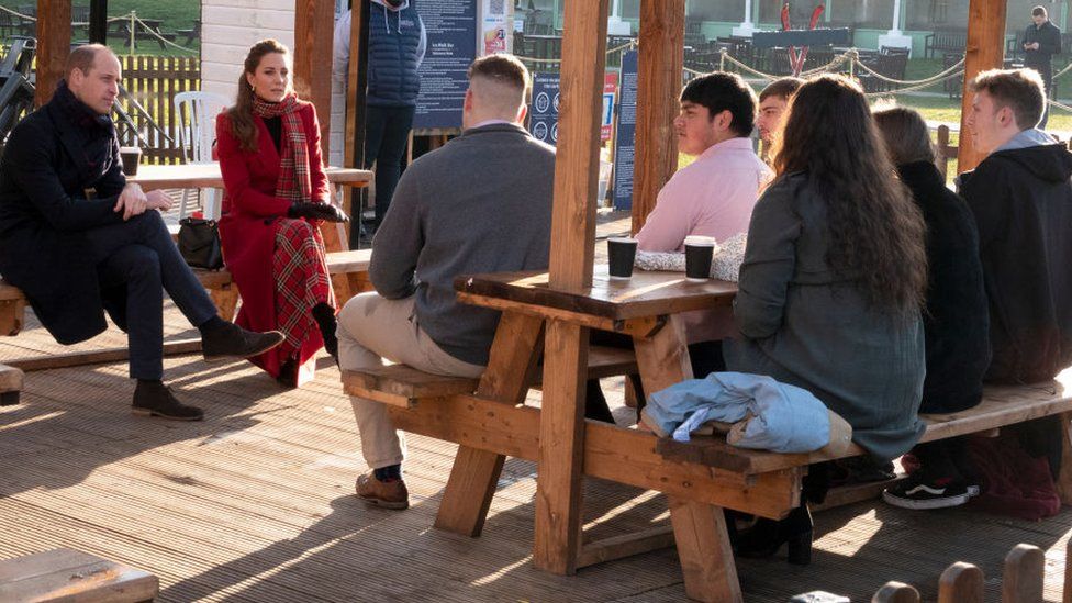 William and Kate talk to people in Cardiff