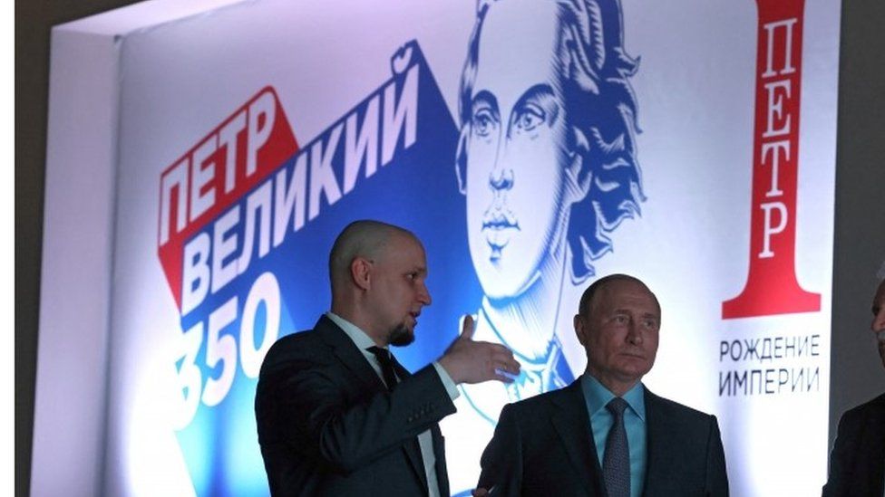 Vladimir Putin at the Peter the Great exhibition