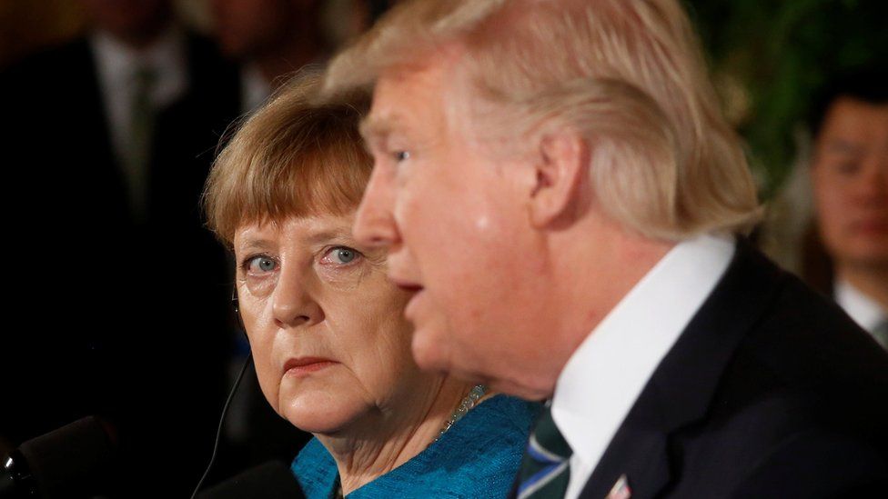 German Chancellor Angela Merkel and US President Donald Trump at a press conference