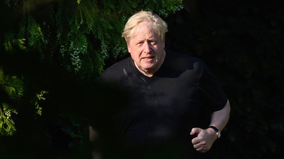 Boris Johnson out jogging