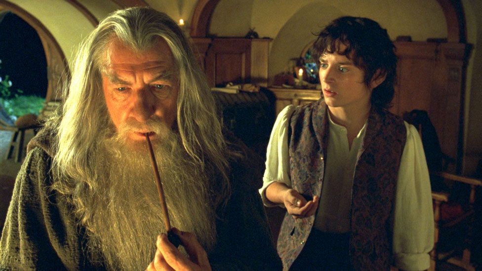 Sir Ian McKellen with Elijah Wood in The Lord of the Rings: The Fellowship of the Ring