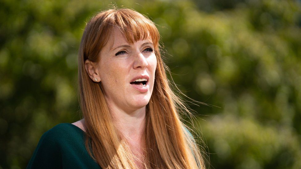 Angela Rayner pictured outside in the sun