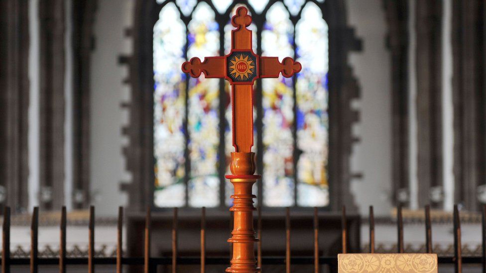 Cross on altar table