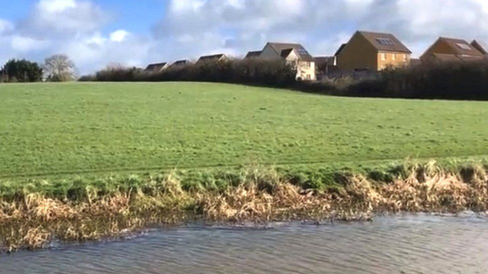 Planned Site Of 28 Homes On Derham Close In Creech St. Michael, Seen From The Bridgwater And Taunton Canal