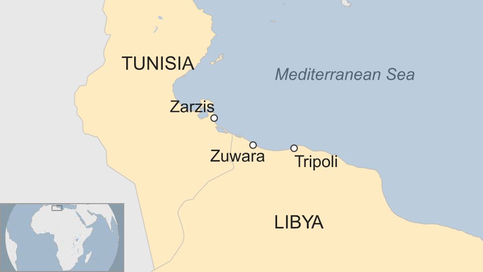 Map of Libya and Tunisia