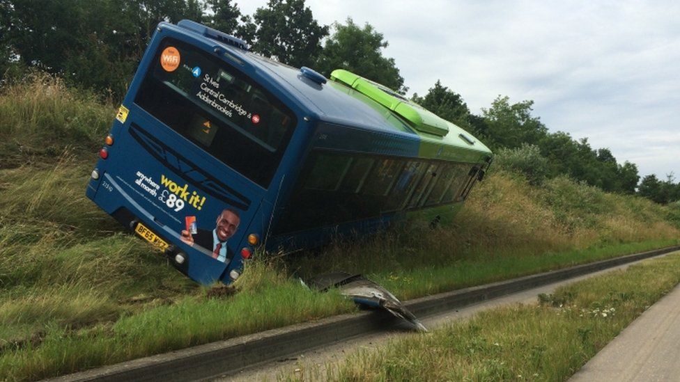 Image of the bus on the causeway