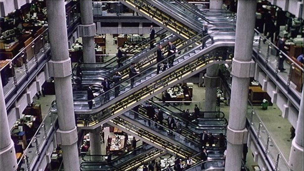 The interior of the Lloyd's of London building