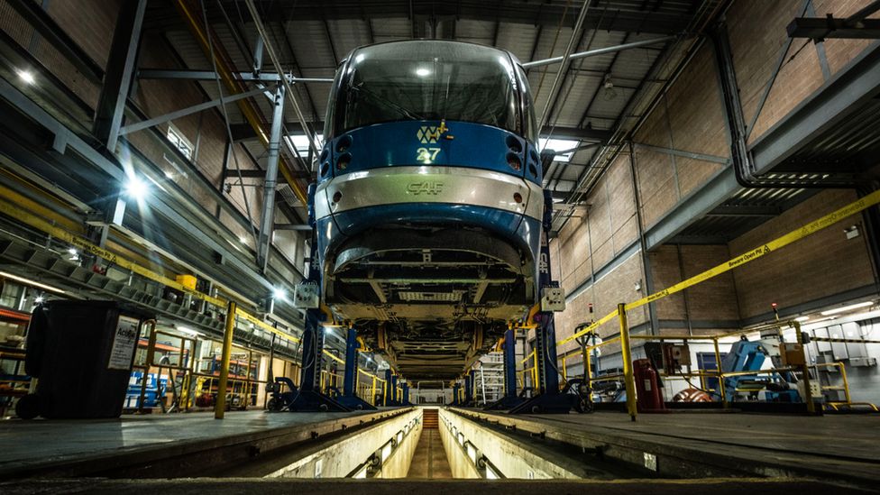 Inside the Metro depot