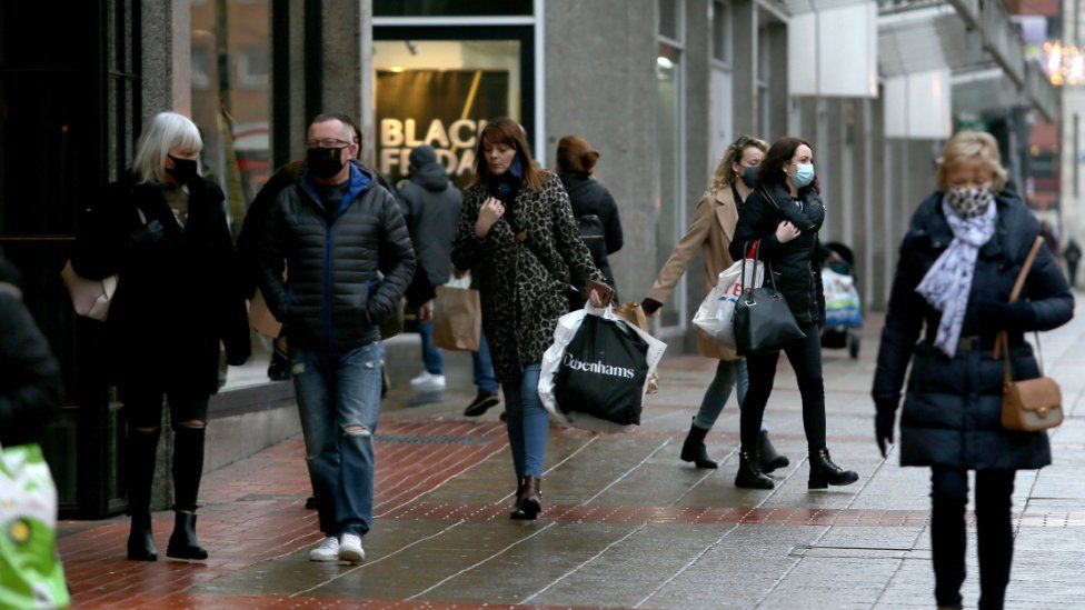 Shoppers in Belfast city centre on Friday