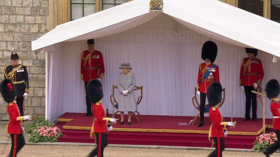 The Queen watching the parade