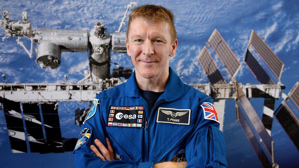 Major Tim Peake at a press conference on his return to Earth following six months on board the International Space Station