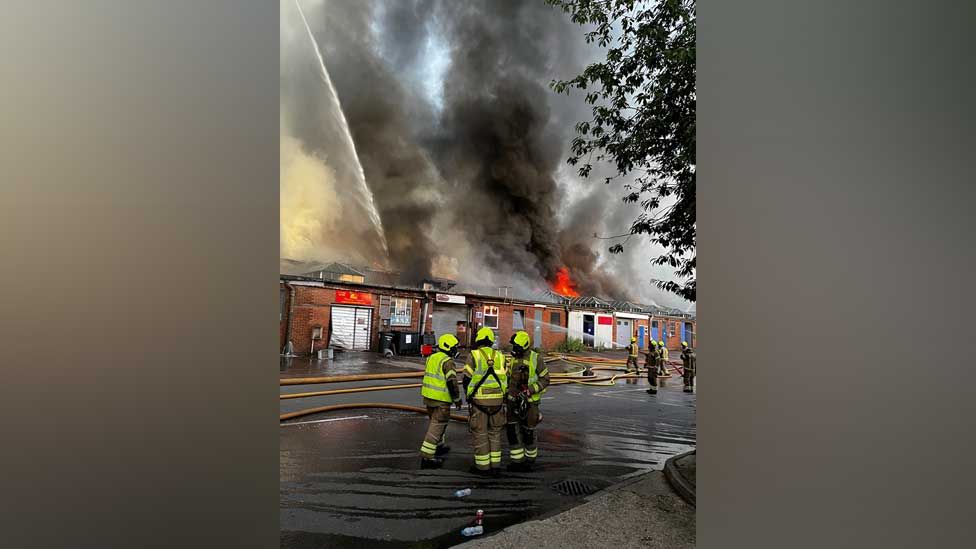 A fire in Baldock, Hertfordshire