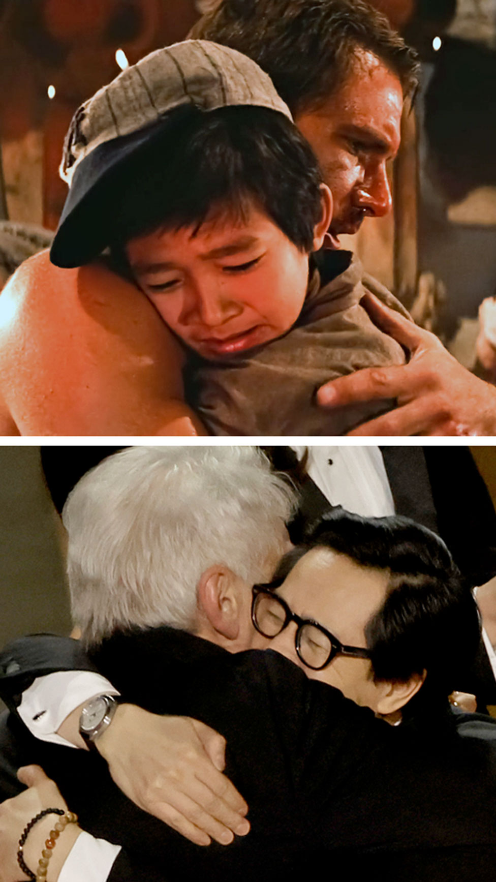 Harrison Ford and Ke Huy Quan in the Indiana Jones film and at Sunday night's Oscars