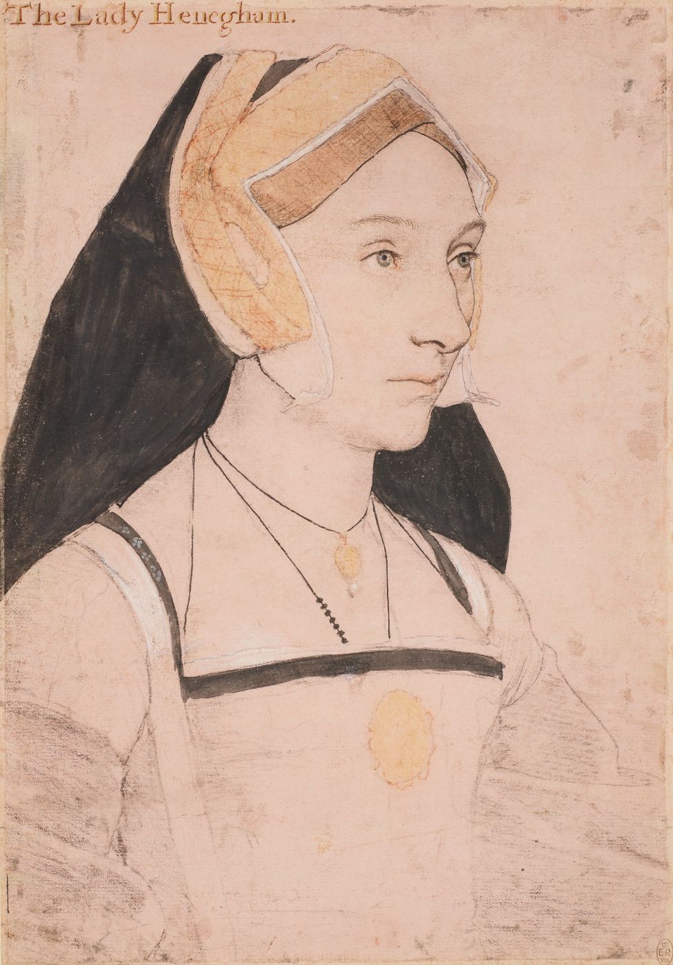 Mary Shelton (später Lady Heveningham) in einer Skizze von Holbein