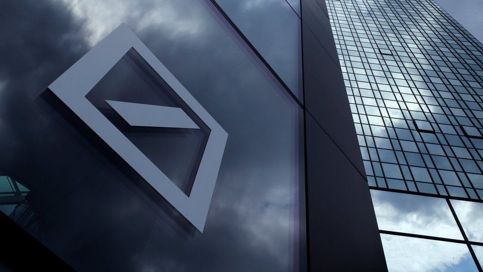 Deutsche Bank logo on Frankfurt HQ building